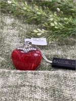 .925 Sterling Silver Indonesian Red Coral Heart