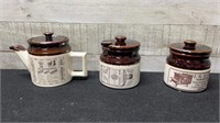 Vintage Canadian Abenakis Pottery Creamer, Sugar &