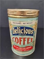 1960's Delicious Brand Coffee Tin