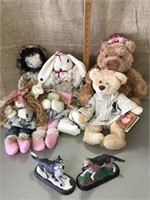 Hand made mop doll, floppy eared rabbit,  bears