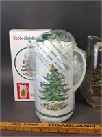 2 Spode Christmas Tree Glass Pitchers & Thermal Ca