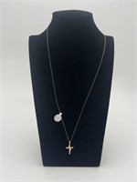 14k Gold Cross Pendant on 23” Chain Necklace -