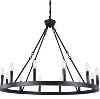 (LAMPS NOT INCLUDED) Wellmet 12-Light Black Wagon