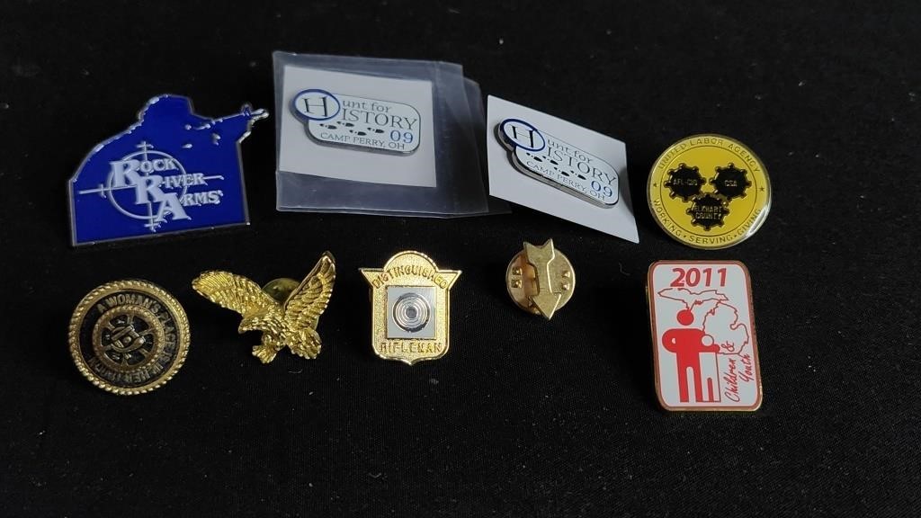 9 Hat Pins, Rock River Arms, Military Pins & More