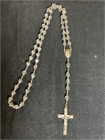 Vintage Crystal Rosary With Sterling Crucifix