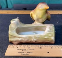 Vintage Bird On A Log Planter Made In Slovakia