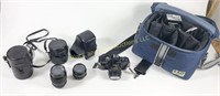 Minolta X-700 camera, 2 lenses, case, contents