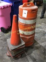 (2) traffic barrels and cones