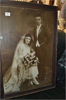 Beautiful Antique framed Wedding Photo 34" x 23"