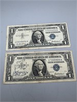 Lot of two Silver Certificates U59355611A & G 7266