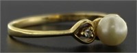 10kt Gold Pearl & Diamond Ring