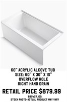 60" Acrylic Alcove Tub