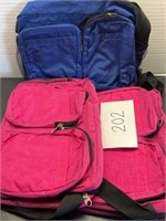 (3) new purses; (2) pink (1) blue