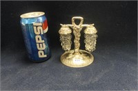 VINTAGE GOLD TONED HANGING SALT AND PEPPER SET