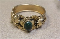 Victorian Gold Filled and Stone Bangle Bracelet