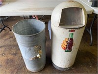 Trash Can With Coca Cola Sticker, And Metal Inter