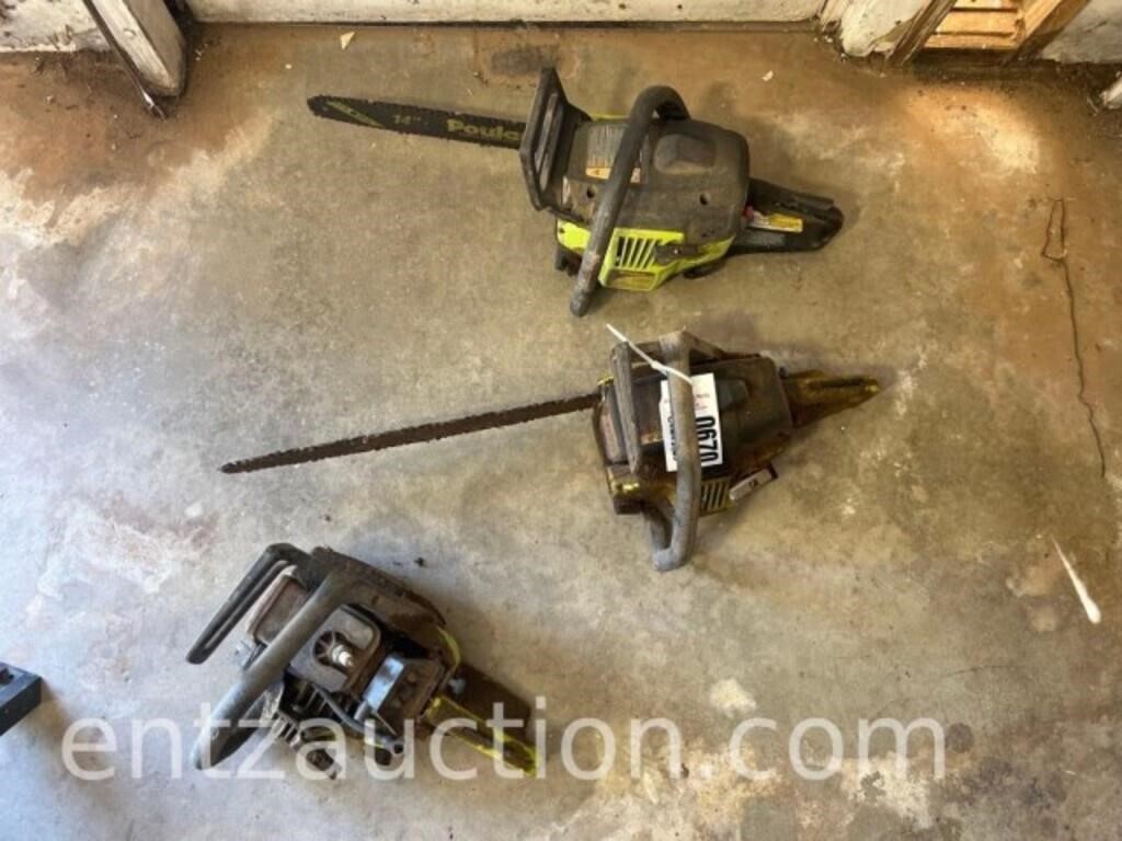 LOT OF 3 POULAN CHAINSAWS