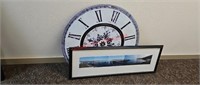 Wall Clock and Framed Picture