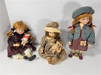 Three Boyds Bears Porcelain Dolls