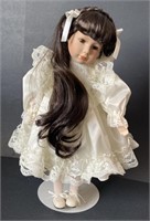 Seymour Mann Edie Porcelain Doll with Stand, 16in