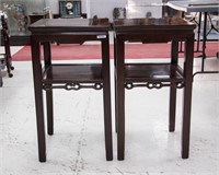 Pair Chinese Rosewood Two-Stair End Tables