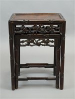 Chinese Huanghuali Wood Carved Small Nested Tables