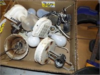 BOX LOT OF ELECTRICAL FIXTURES AND BULBS