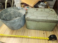 Vintage Galvanized Bucket & Tin Box