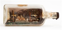 Ceramic and Wood Ship in a Bottle, ca. 1920