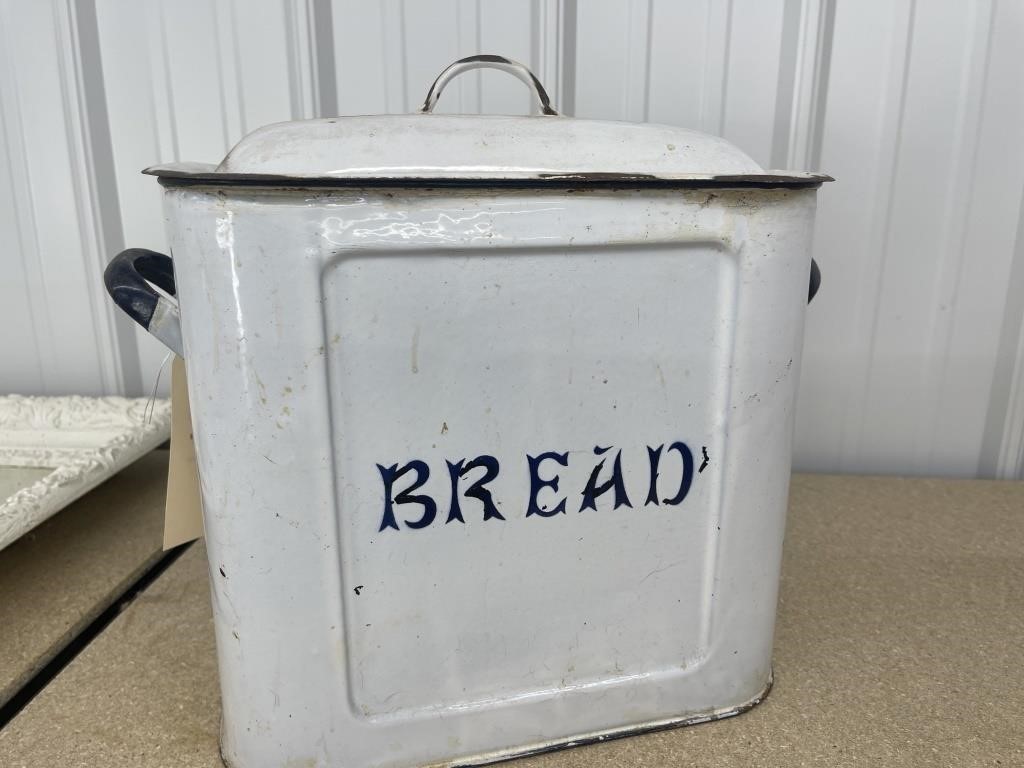 Porcelain Bread Box w/Lid 12"L x 8"W x 14"H