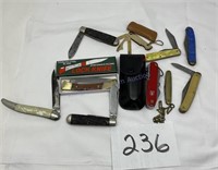 10 vintage pocket knives