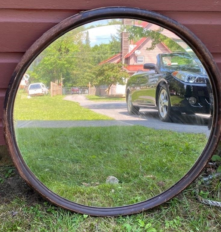 Round Walnut Mirror