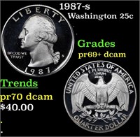 Proof 1987-s Washington Quarter 25c Grades GEM++ P