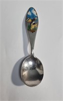 ENAMELED STERLING DISNEY FIDDLER PIG CHILD'S SPOON