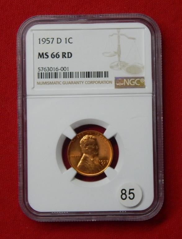 1957 D Lincoln Wheat Cent NGC MS66 RD