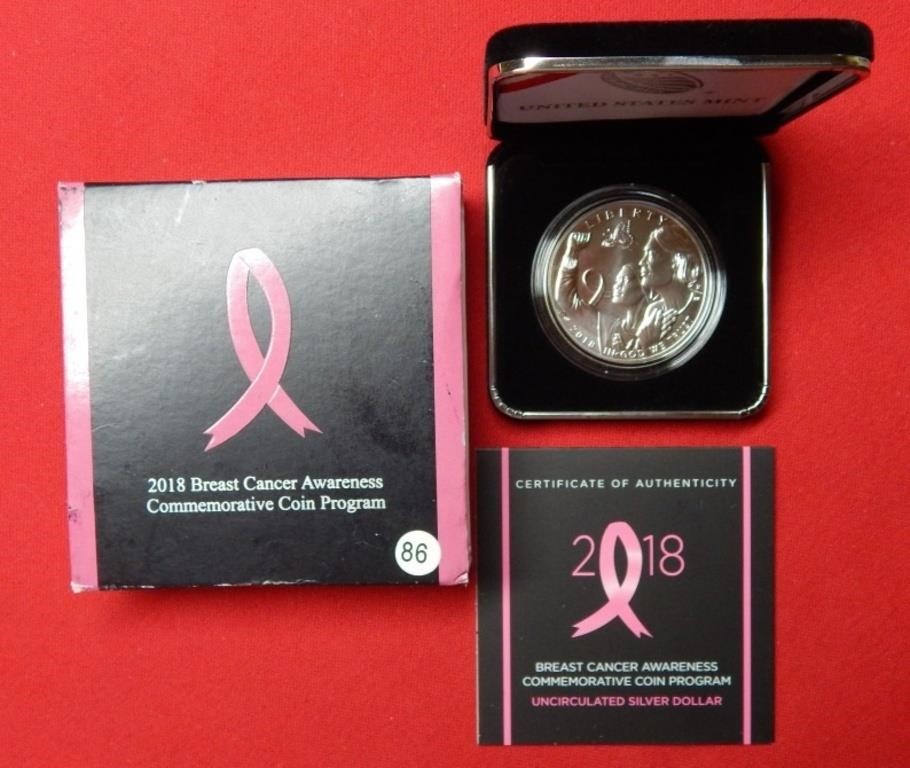 2018 Breast Cancer Awareness Silver Dollar UNC