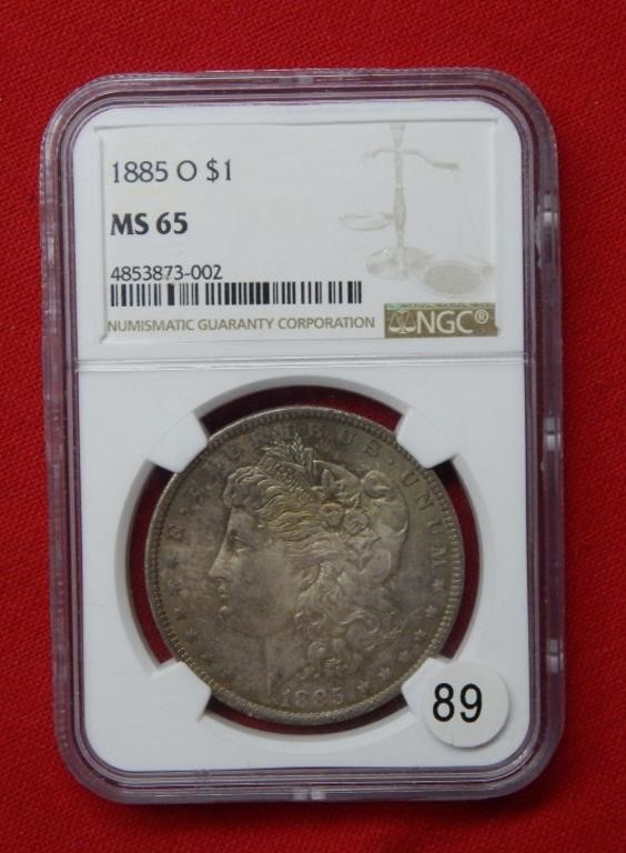 1885 O Morgan Silver Dollar NGC MS65