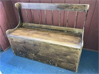 Wood Sitting Bench w/Storage Chest