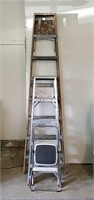 8 Foot Wooden Ladder with metal steps, 5 Foot
