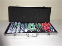 Poker Chips in Silver Latched Case w/ Handle
