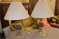Pair of 28" Brass Lamps