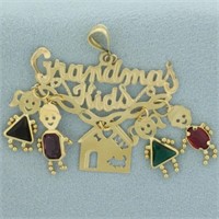 Grandma's Kids Pendant in 14k Yellow Gold