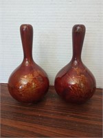Pair of 6 1/2 inch tall red underglaze vases