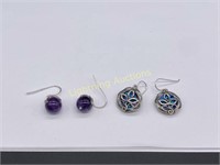 TWO PAIRS OF STERLING SILVER EARRINGS