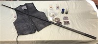 Leather Vest, Pool Stick, Cue Balls & Shot Glasses