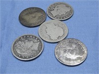 Five Barber Quarters 90% Silver
