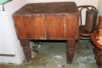 Butcher Block table with 3 cleavers 30.25" X 24"