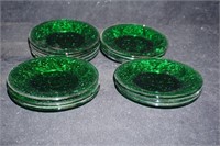 Set of 15 Forest Green Sandwich Glass Saucers
