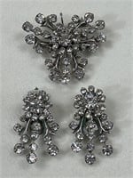 Vintage rhinestone set. Pendant/brooch & earrings
