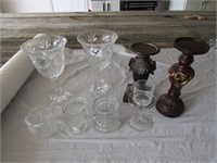 CANDLE STANDS,CLEAR GLASS- 8 PIECES
